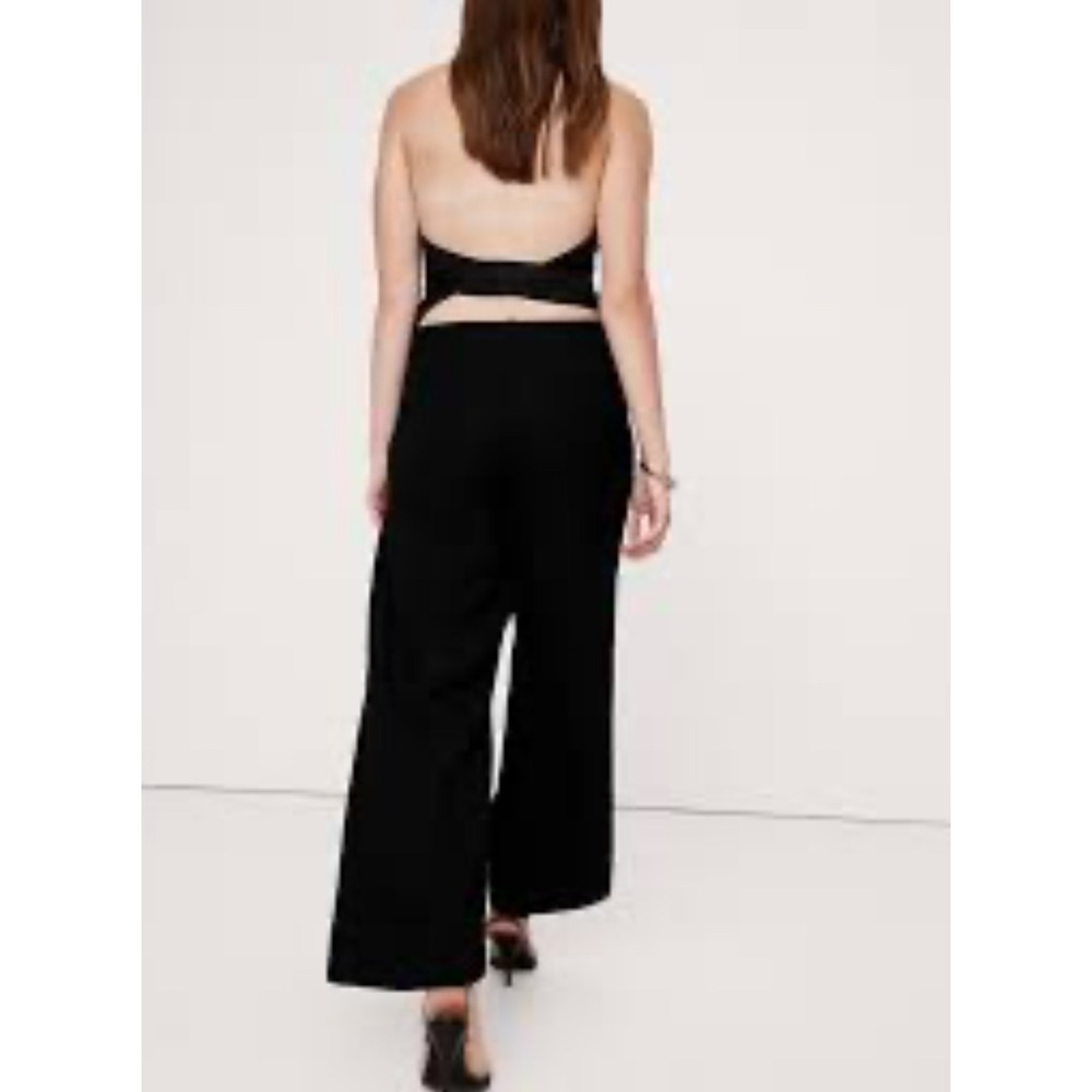 Banana Republic Womens Black High Rise Wide Leg Trousers Dress Pants Size 4